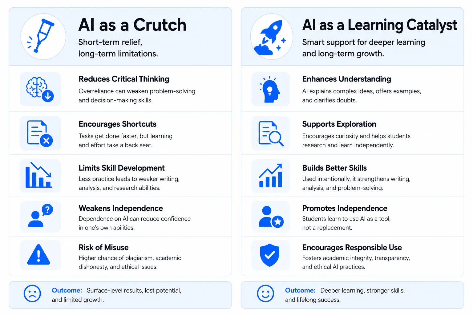Infographic comparing right and wrong ways to use ChatGPT for learning and homework