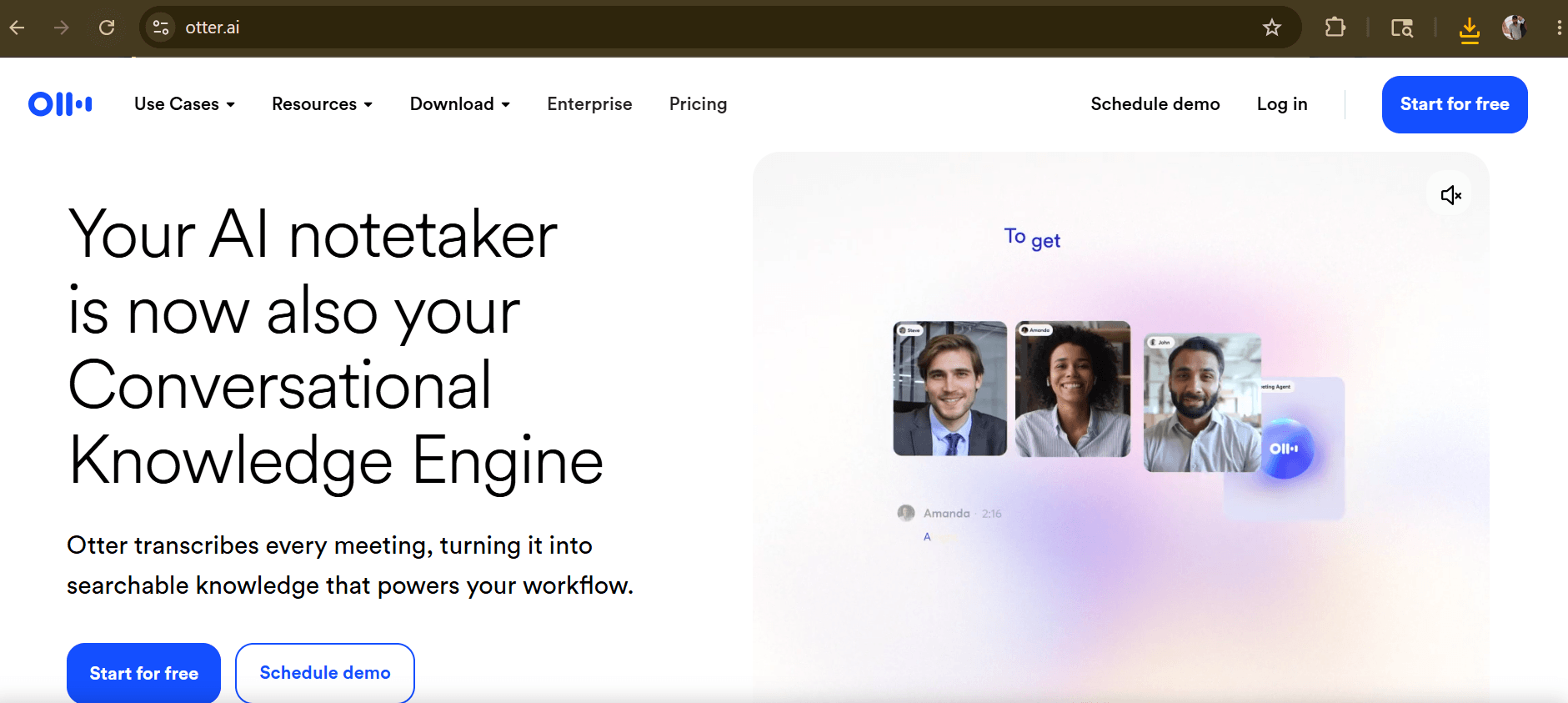 Otter.ai real-time lecture transcription with speaker identification and AI summary panel