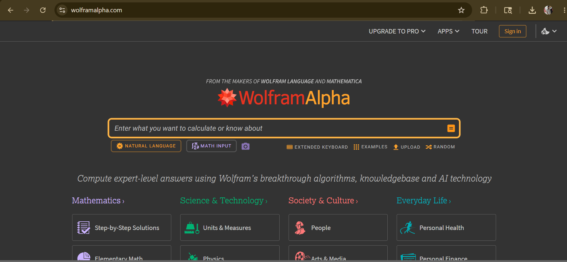 Wolfram Alpha step-by-step math solution interface showing calculus problem breakdown for students