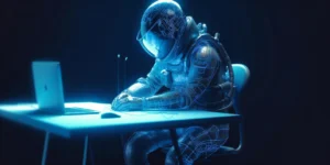 AI agents managing autonomous tasks across a glowing digital workspace in 2026