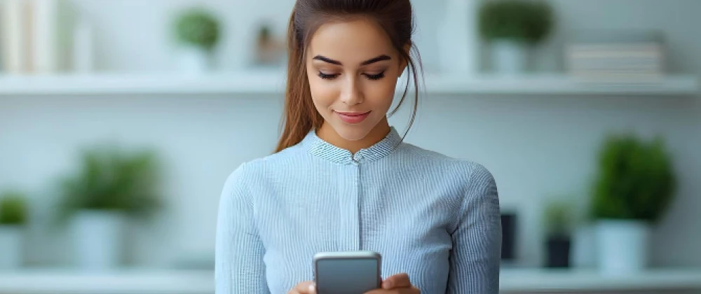 AI tools for health — person using AI health app on smartphone in modern office, 2026