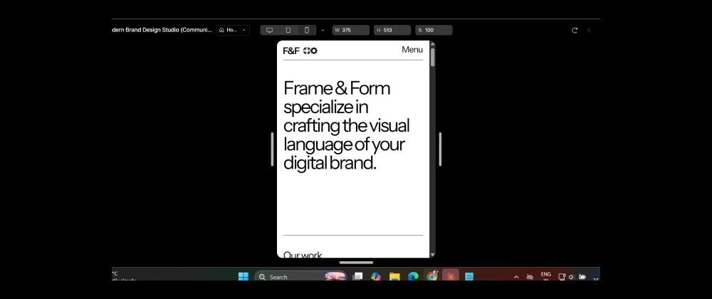 Finished Figma app design mockup on a laptop screen with blue accent UI