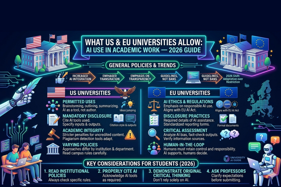 What US & EU Universities Allow: AI Use in Academic Work